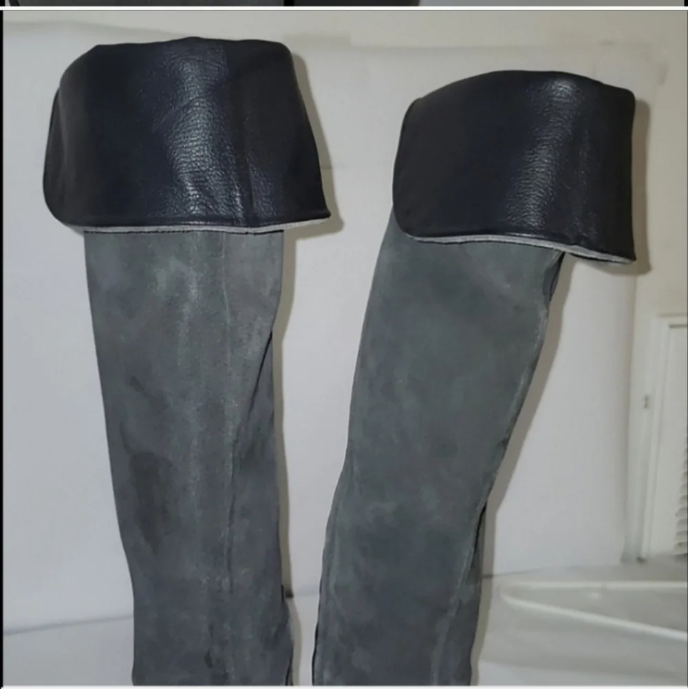 Naked Feet wedges over knee riding boots hidden heel
